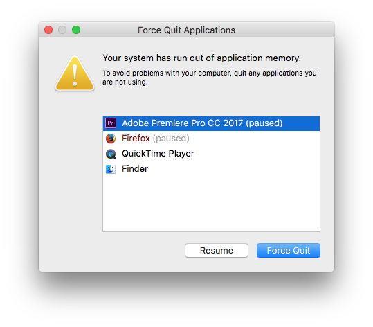 Your system has run out of application memory что делать mac os